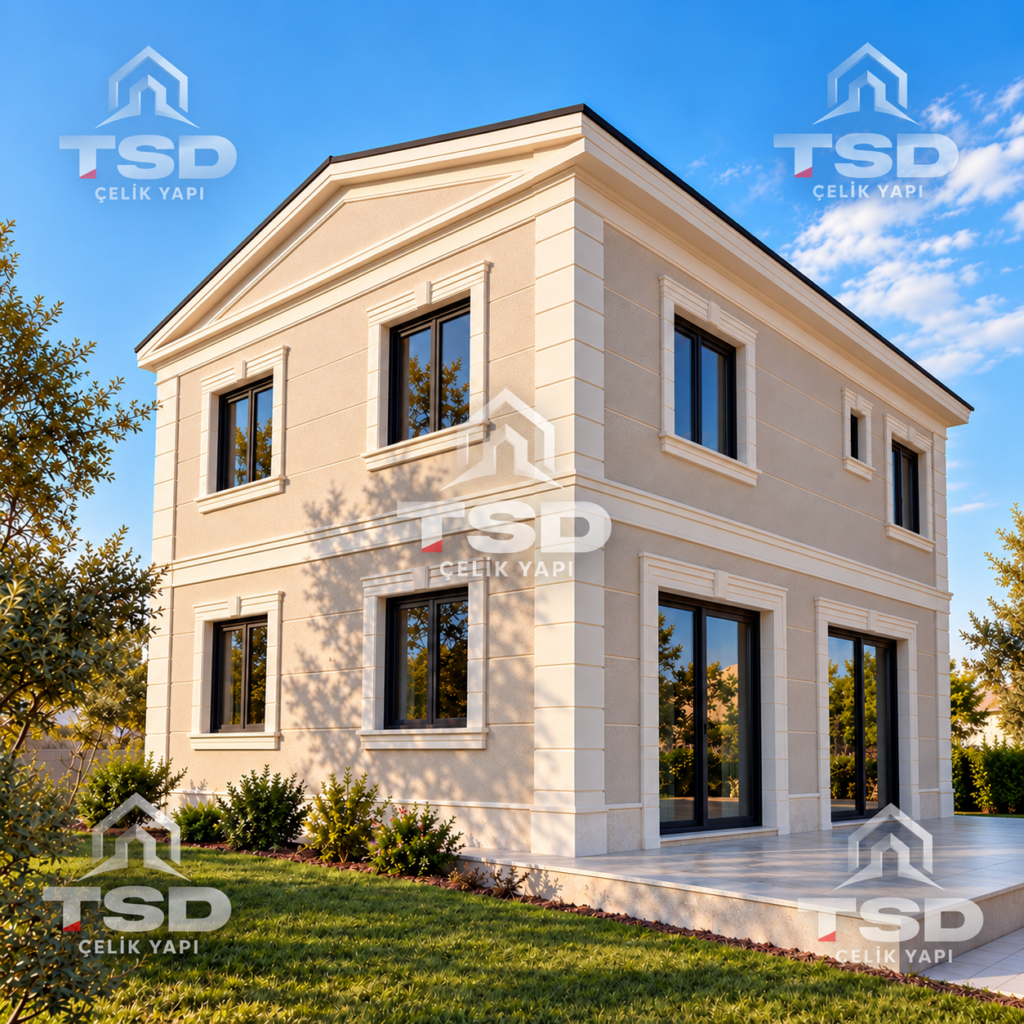 Modern iki katlı çelik ev ve villa projesi